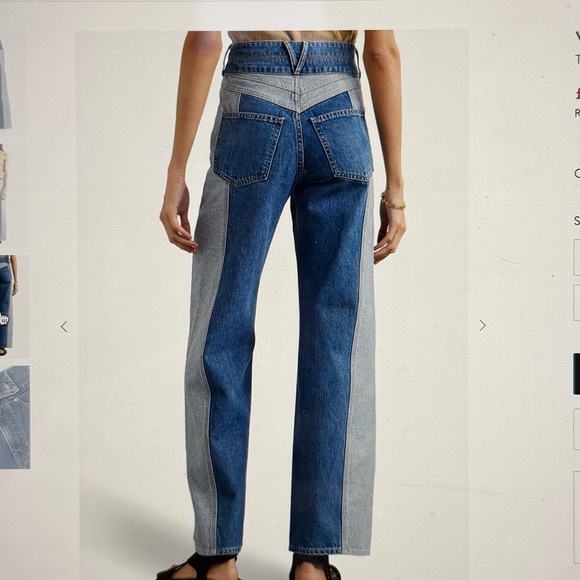 NWT - Veronica Beard Two Tone Taylor High-Rise Wide-Leg Jeans - Picture 3 of 4